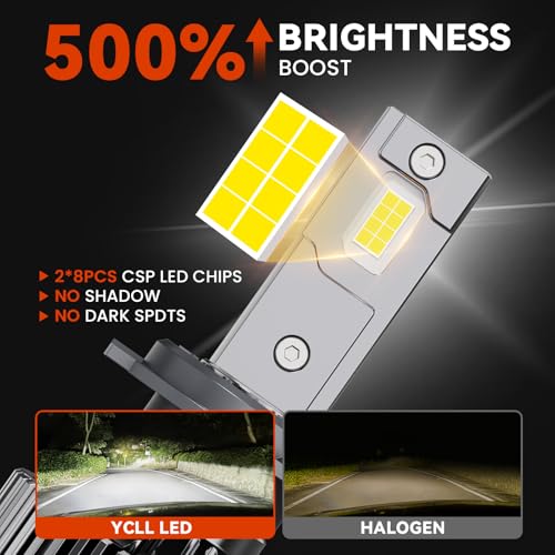 YCLL Compatible with Hyundai Sonata 2011-2014 Bulb Light Combo,6500K White,500% Brightness,70W,6 Pack - Image 3