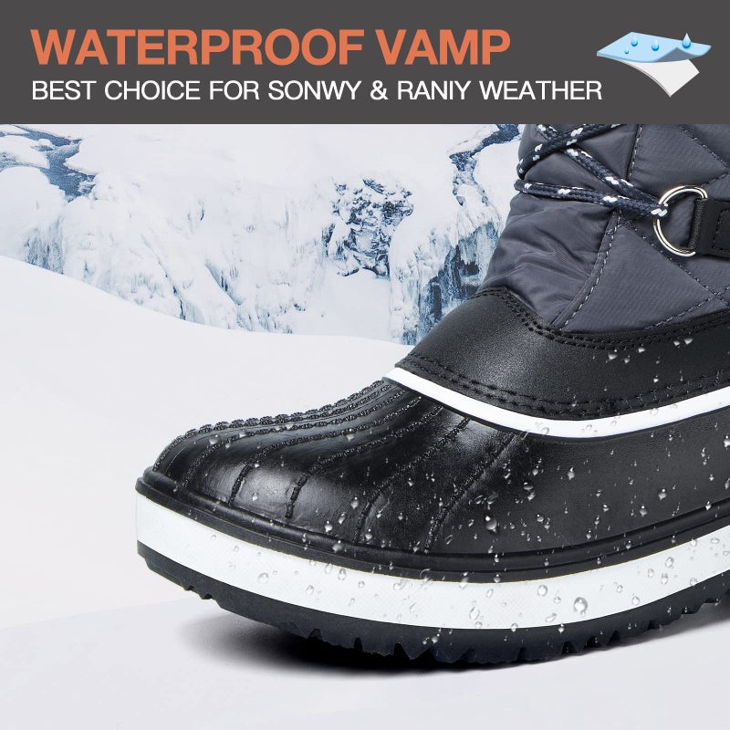 mysoft Women's Waterproof Winter Boots, Warm Insulated Snow Boots for Outdoor Gray 8 - Image 4