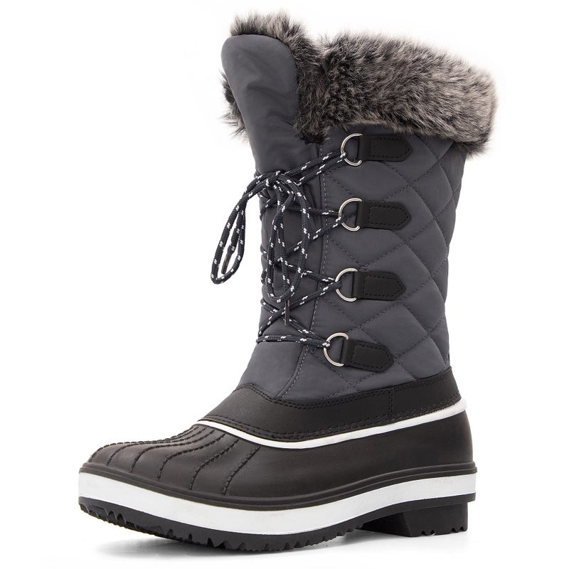 mysoft Women's Waterproof Winter Boots, Warm Insulated Snow Boots for Outdoor Gray 8 - Image 1