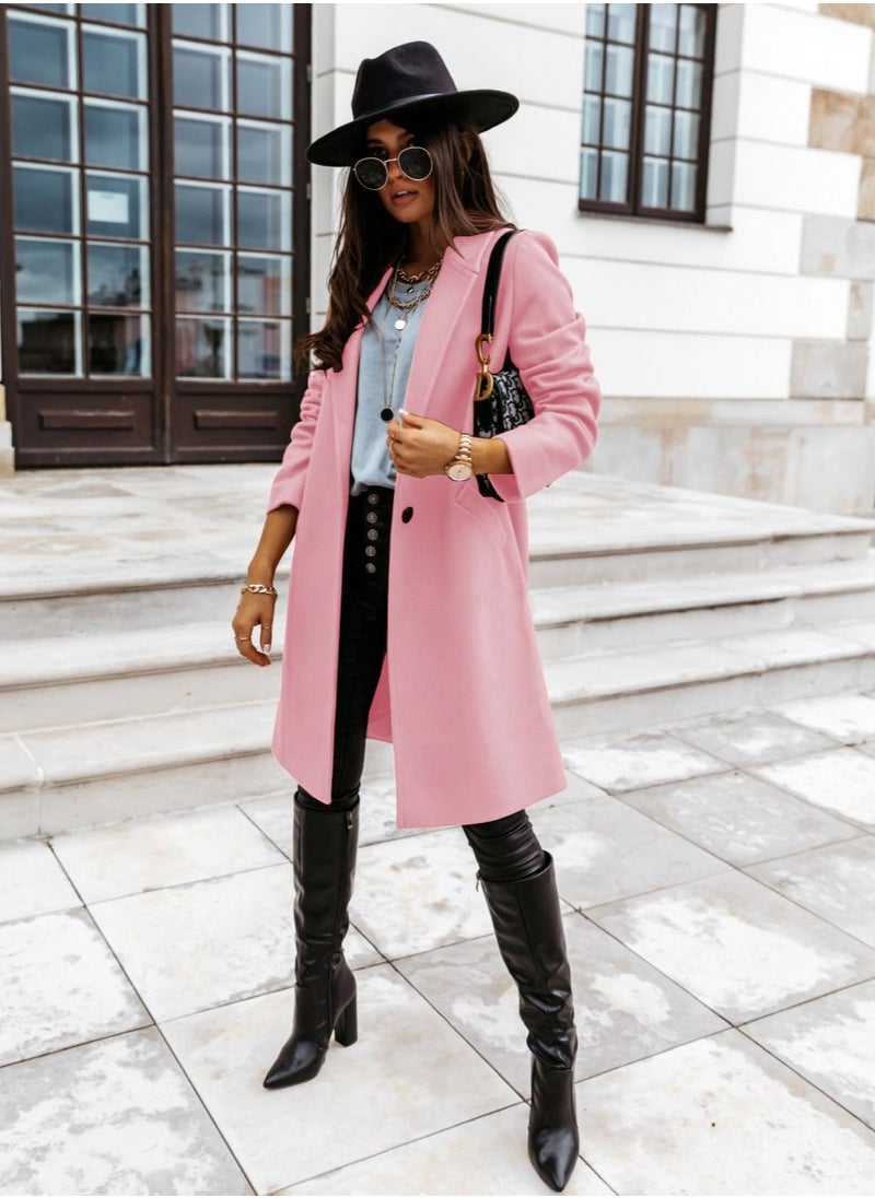 Loquat - Autumn And Winter New Fashion Solid Color Wool Overcoat - Image 1