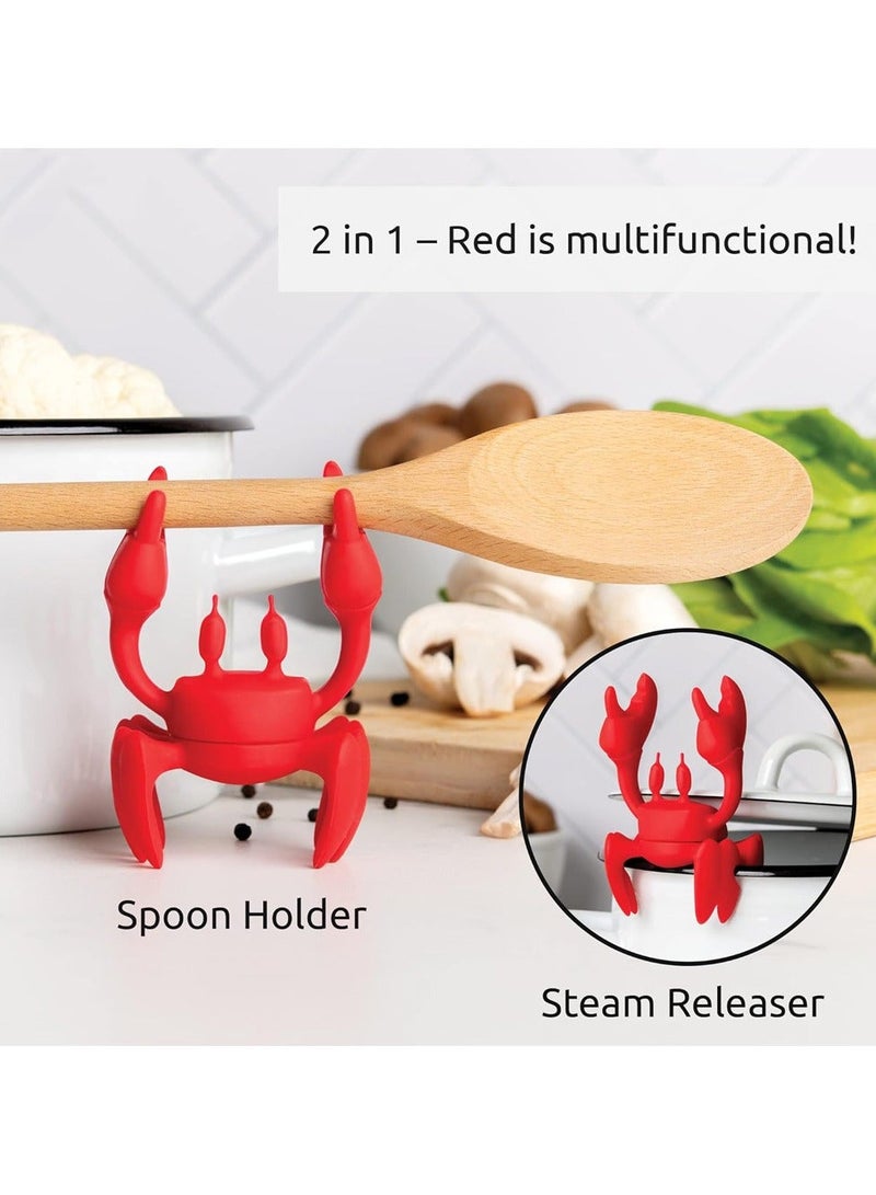 أوزيغالور حامل أدوات المطبخ السيليكوني على شكل سرطان البحر وحامل الملعقة - منظم غير قابل للانزلاق لطاولة الموقد - Image 1