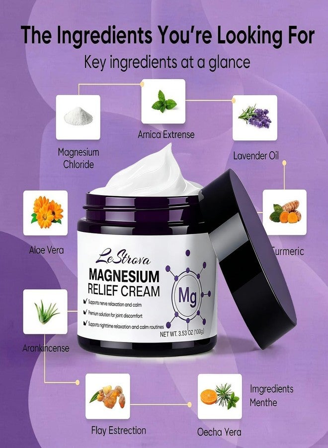 Peehss LeStrova Magnesium Cream, Magnesium Cream for Pain with Peppermint & Turmeric Blend, Comfort & Relaxation Body Lotion for Daily Massage, Suitable for All Skin Types. - Image 4