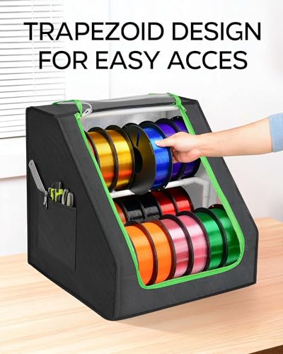 FANGSUN 3D Printer Filament Storage Box – Holds Up to 21 Spools, 2-Tier Filament Rack and Organizer Box with Stable Trapezoid Frame and Pockets for 3D Printing Enthusiasts in Home, Studio, or Workshop - Image 2