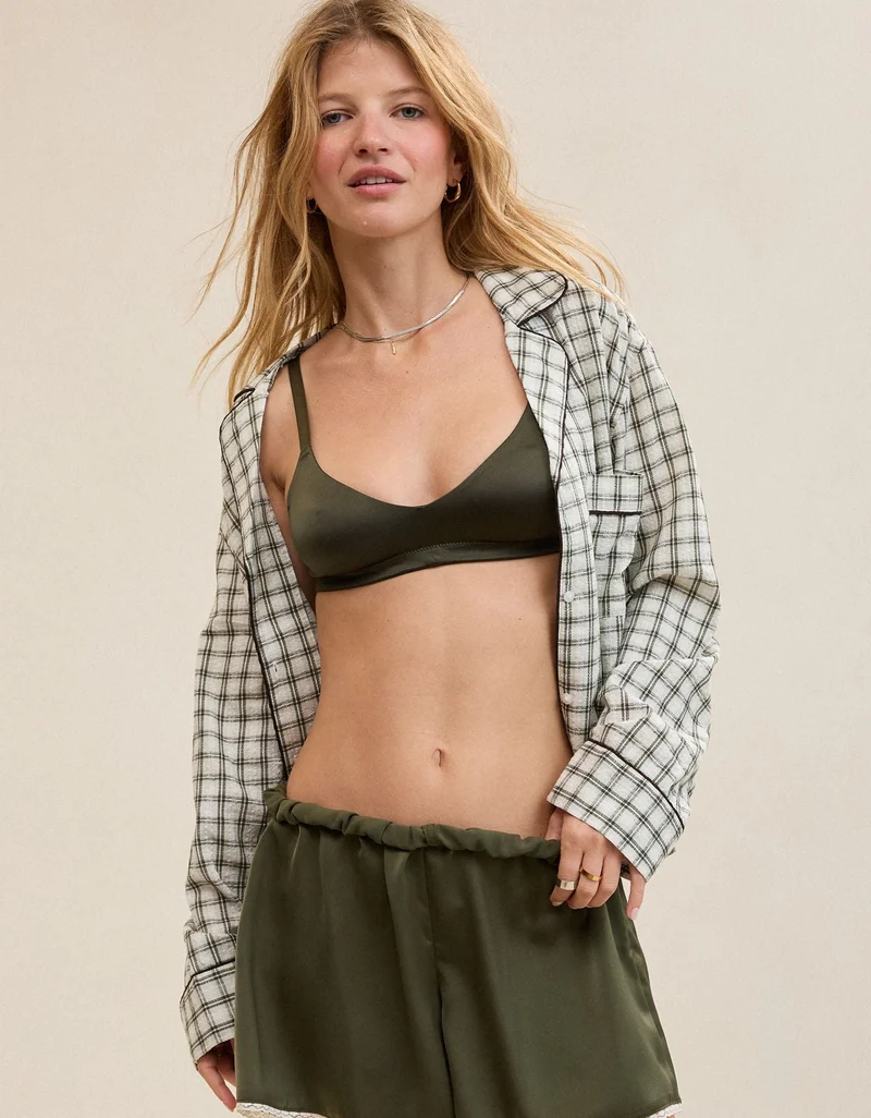 Aerie  OVERSLEPT by Aerie Seersucker Long Sleeve Shirt for Women | Best Price UAE