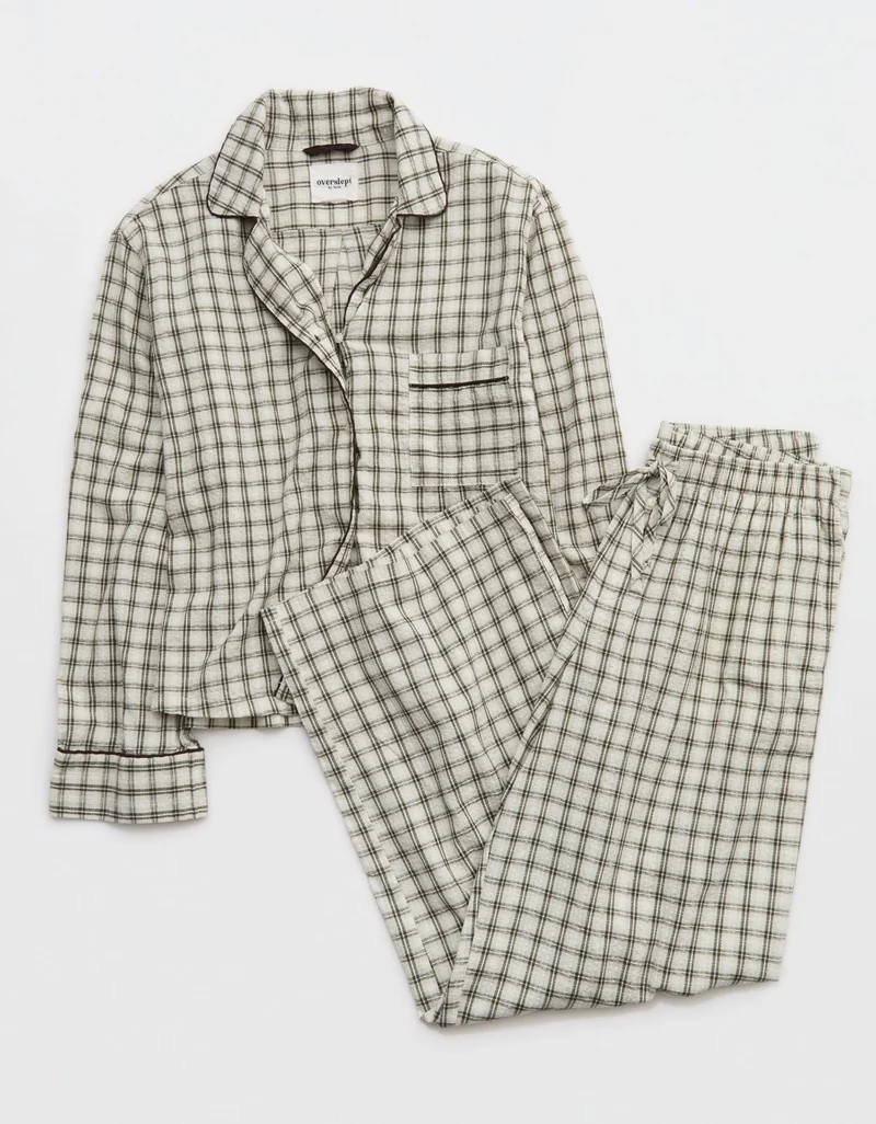 Aerie  OVERSLEPT by Aerie Seersucker Long Sleeve Shirt for Women | Best Price UAE