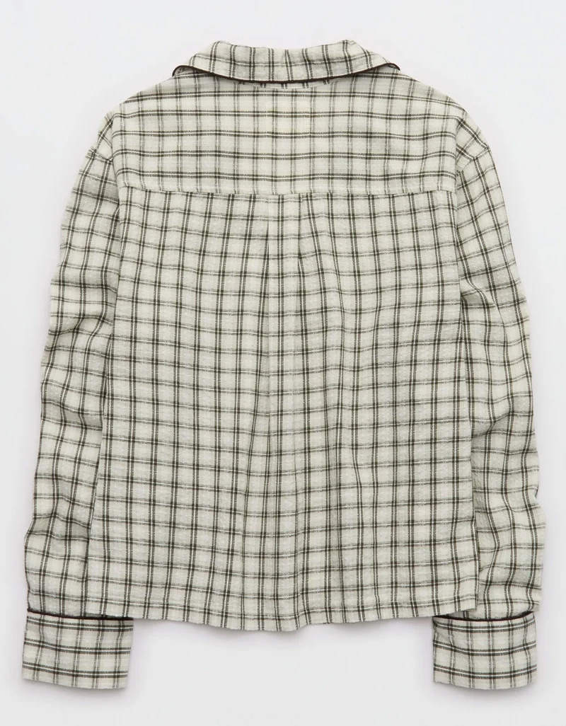 Aerie  OVERSLEPT by Aerie Seersucker Long Sleeve Shirt for Women | Best Price UAE