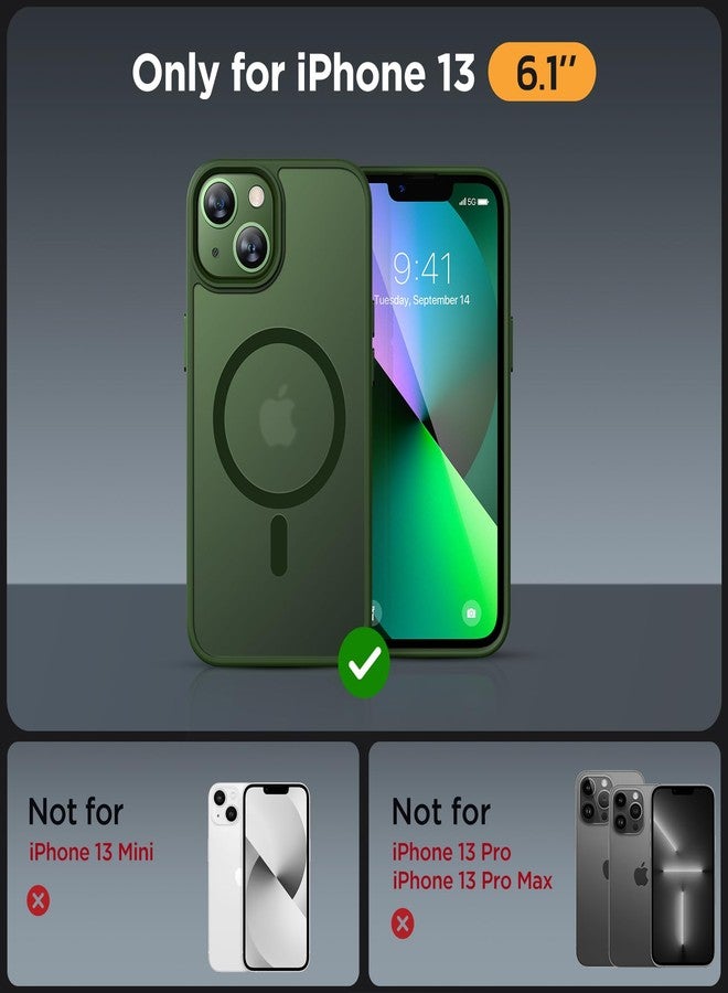 Miracase Magnetic Series for iPhone 13 Case [Compatible with MagSafe] [with 2X Screen Protector] Military-Grade Protection, Anti-Fingerprint, Slim Design Phone Case for iPhone 13, Dark Green - Image 2