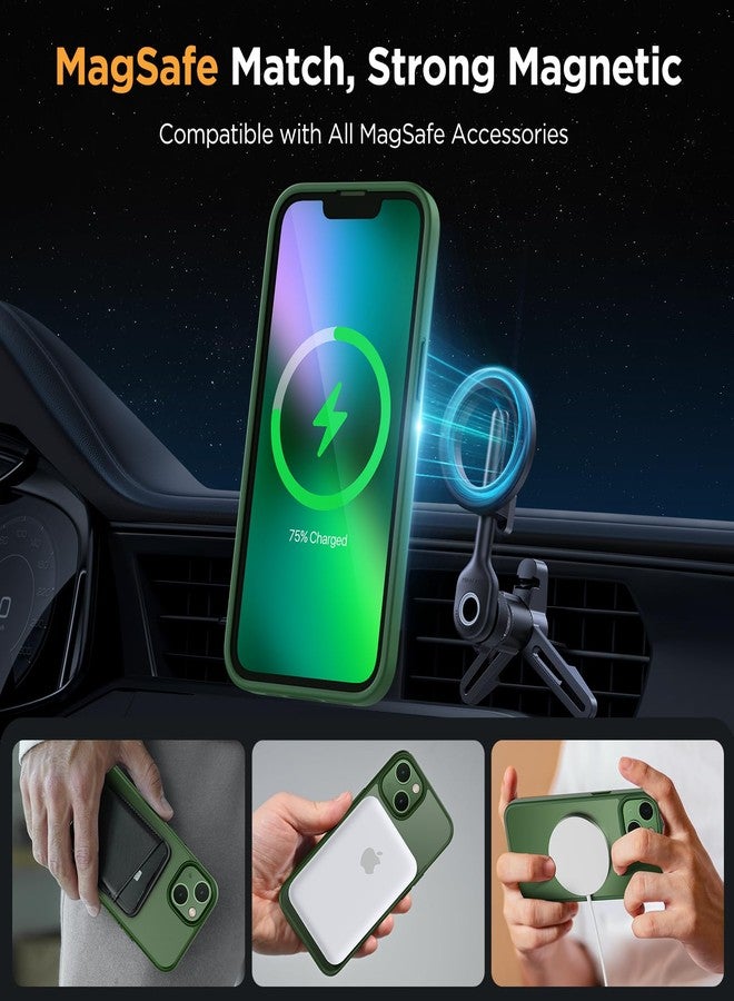 Miracase Magnetic Series for iPhone 13 Case [Compatible with MagSafe] [with 2X Screen Protector] Military-Grade Protection, Anti-Fingerprint, Slim Design Phone Case for iPhone 13, Dark Green - Image 3