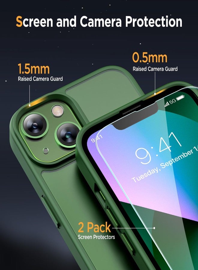 Miracase Magnetic Series for iPhone 13 Case [Compatible with MagSafe] [with 2X Screen Protector] Military-Grade Protection, Anti-Fingerprint, Slim Design Phone Case for iPhone 13, Dark Green - Image 5