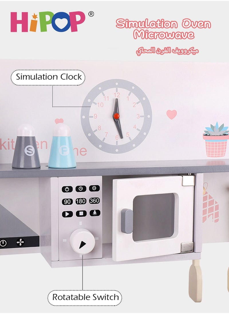 HIPOP - Children's Wooden Kitchen Playset with Rich Realistic Details,Kids Pretend Kitchen Toys - Image 1