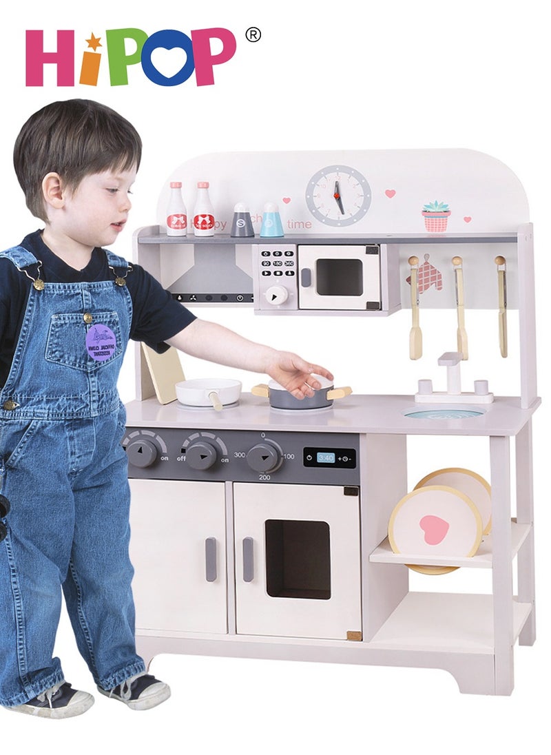 HIPOP - Children's Wooden Kitchen Playset with Rich Realistic Details,Kids Pretend Kitchen Toys - Image 1