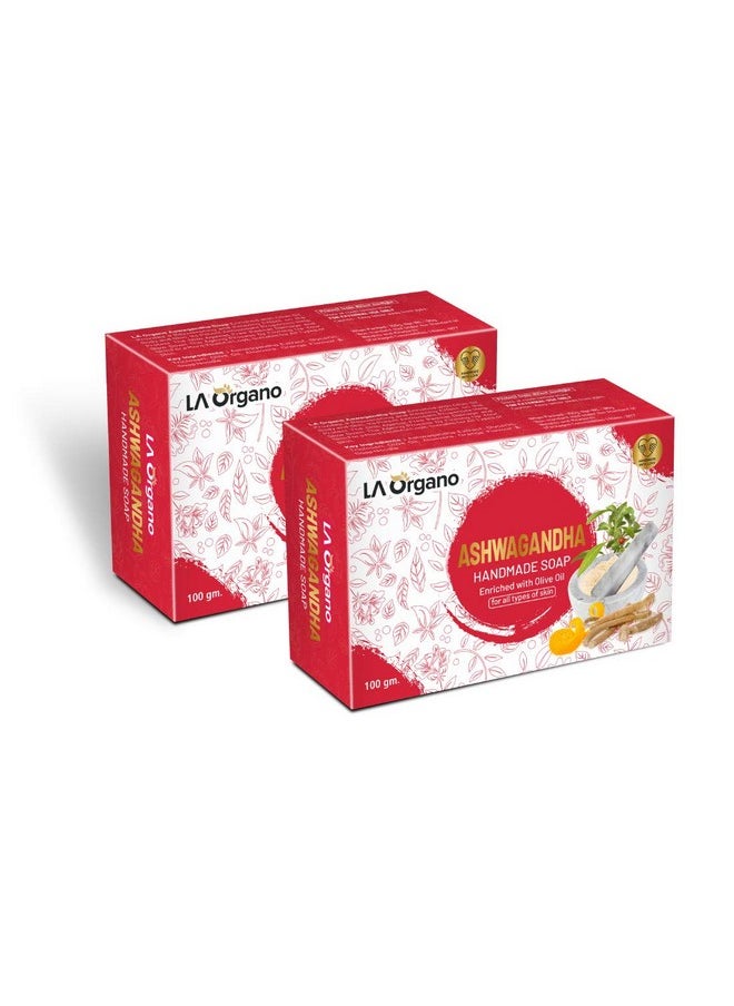 LA Organo Ashwgandha Handmade Natural Bath Soap Orange Flavour Enriched With Olive Oil 100Gm(Pack Of 2)  - Image 1
