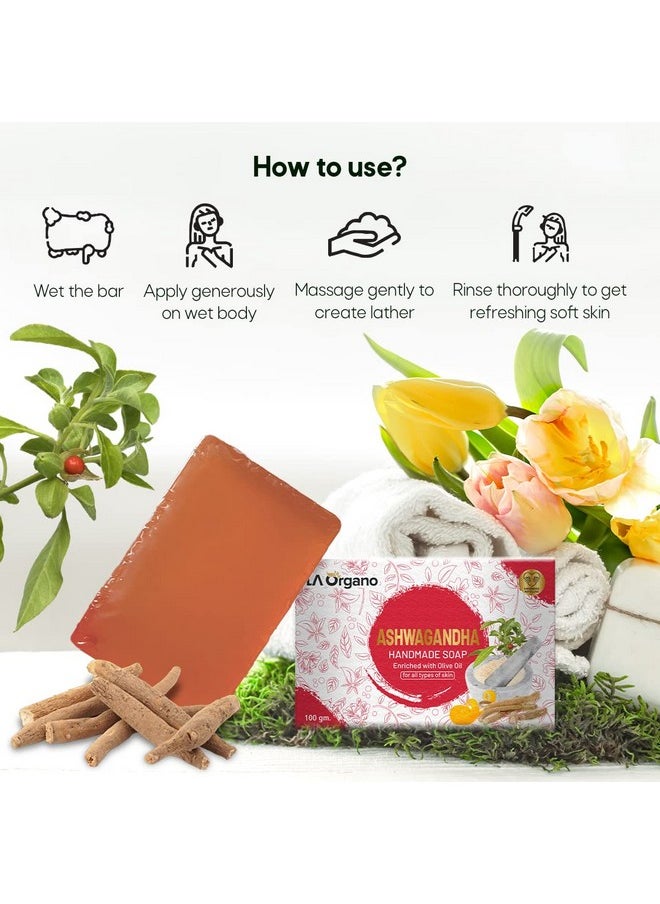 LA Organo Ashwgandha Handmade Natural Bath Soap Orange Flavour Enriched With Olive Oil 100Gm(Pack Of 2)  - Image 5