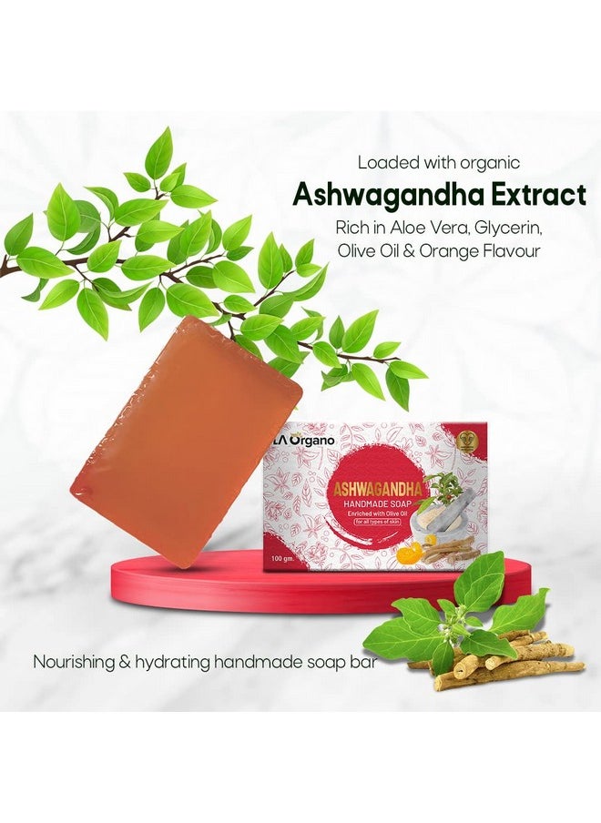 LA Organo Ashwgandha Handmade Natural Bath Soap Orange Flavour Enriched With Olive Oil 100Gm(Pack Of 2)  - Image 3