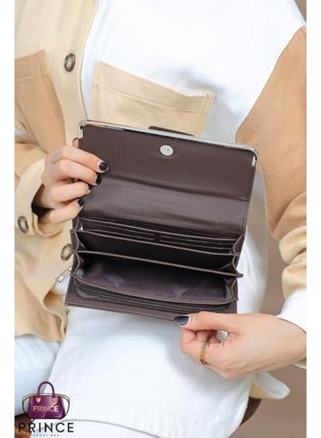LACOSTE Women's long faux leather wallet with metal holder, multiple pockets for cash, cards and phone, 19x20x3 cm - Image 2