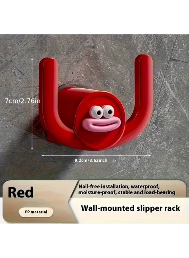 Red Wall Mounted Slipper Hook No Drilling Required Easy Install for Bathroom Bedroom - Image 4