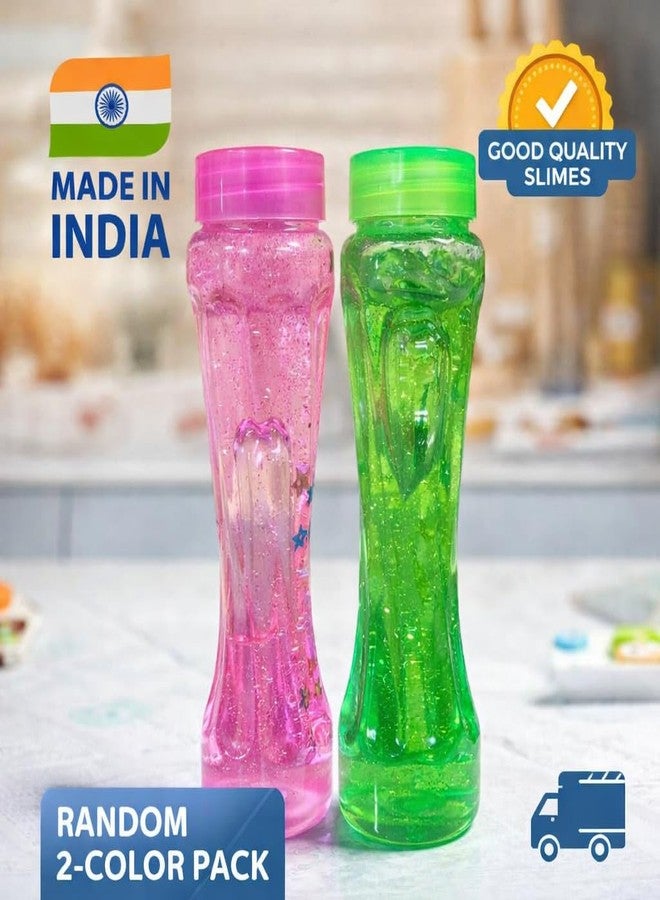 LAALIYA Glitter Slime Tubes for Kids (Pack of 2) | Multicolor Stretchy & Non-Sticky Crystal Slime with Fruit Charms | Safe, Soft & Reusable Sensory Toy for Creative Play & Stress Relief - Image 2