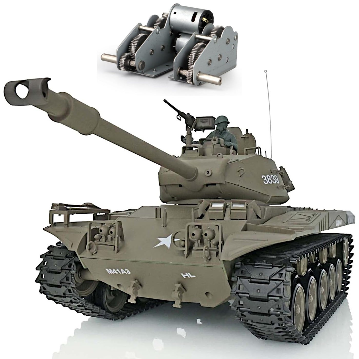POCO DIVO Walker Bulldog M41A3 US Tank, 1/16 Scale RTR RC Military Vehicle, Heng Long 3839 S Edition Upgrade Steel Gearbox, Airsoft BB Battle Infrared IR Combat, Smoke Sound Light Recoil Model