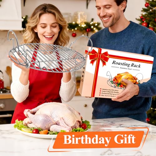 DePango 16.5inch Oval Roasting Rack for Oven, Thanksgiving Christmas Gifts for Mom Men Wife Cooking Home Chefs, Stainless Steel Cooling Rack with Handle, Wire Rack for Cooking, Grilling, Drying - Image 5