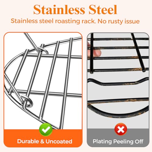 DePango 16.5inch Oval Roasting Rack for Oven, Thanksgiving Christmas Gifts for Mom Men Wife Cooking Home Chefs, Stainless Steel Cooling Rack with Handle, Wire Rack for Cooking, Grilling, Drying - Image 3
