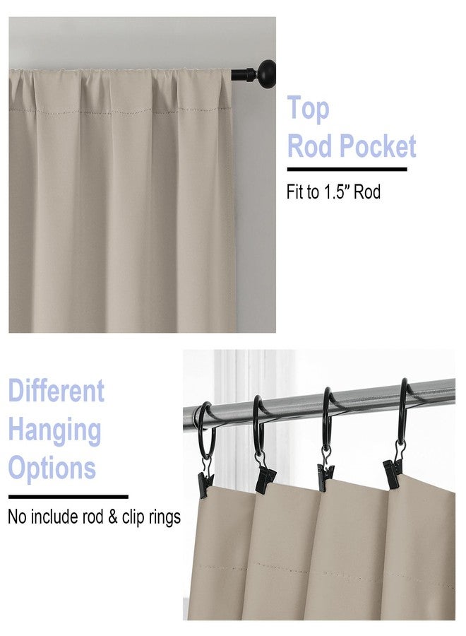 Simplebrand Ava Stone Short Blackout Curtains for Bedroom 54 Inches Long 2 Panels Set, Solid Thermal Insulated, Energy Saving Window Treatment Curtains Blackout Drapes, W40 x L54 Inch, Stone - Image 4