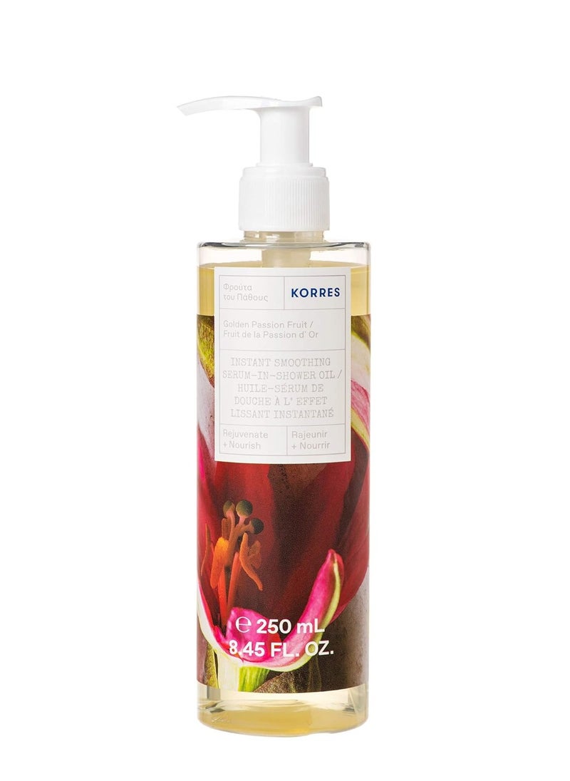 KORRES KORRES In-Shower Oil, Body Serum with Sweet Almond Oil for Dry Skin Care, Moisturizing and Hydrating Serum for Post Bath or Shower, Body Oils for Women, Golden Passion Fruit, 8.45 Fl Oz 