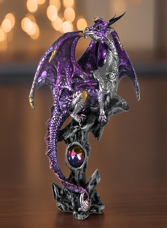 ICE ARMOR Hand Painted 6.25" H Purple Dragon Guarding Pearl Figurine Statue Sculpture Ornament Decoration Home/Room Decor Unique Gift Ideas Housewarming Holidays Birthdays Great Collectible Addition - Image 1