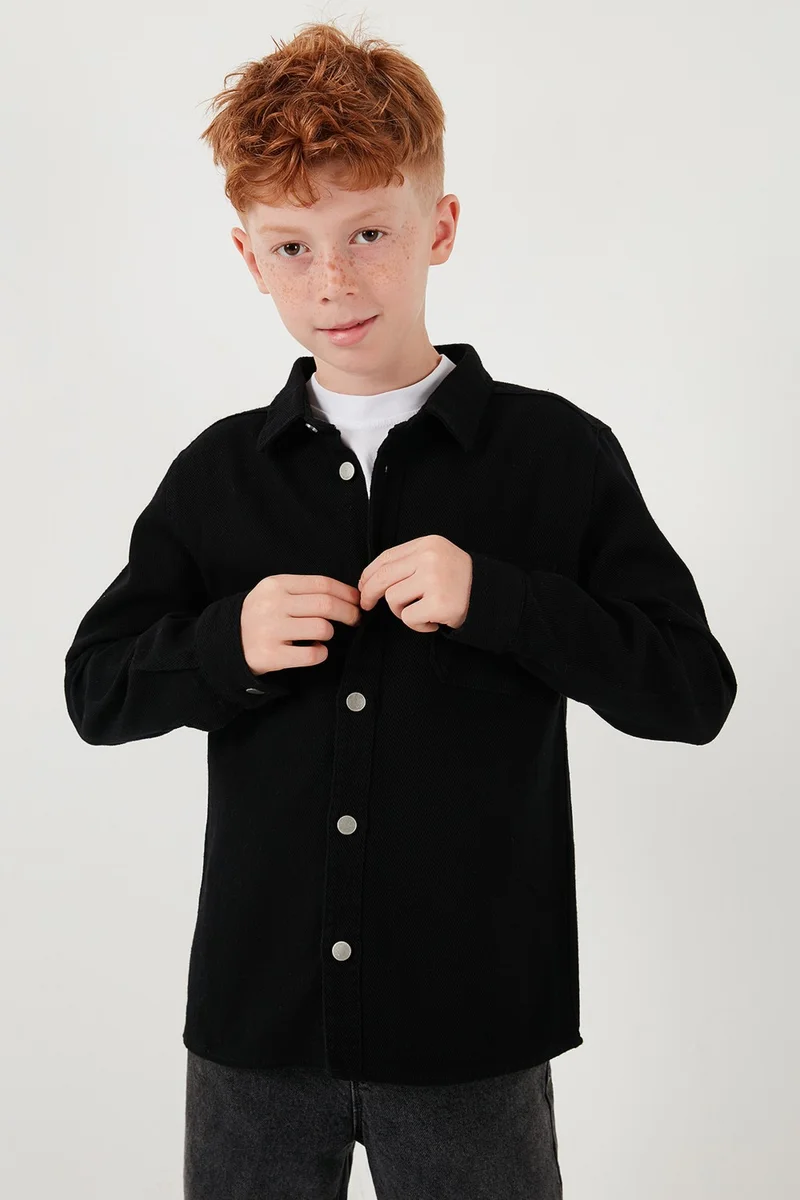 ليلا Cotton Single Pocket Plain Collar Shirt Boy's Shirt CF24W129140G