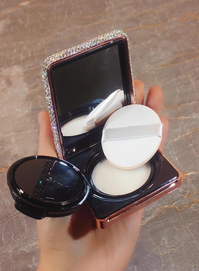 Bestbling Bling Rhinestone Air Cushion Compact Container 0.17/0.7 oz Capacity Empty Foundation Makeup Powder Puff Box Case Refillable Container with Puff for DIY Travel Trip (Silver) - Image 5