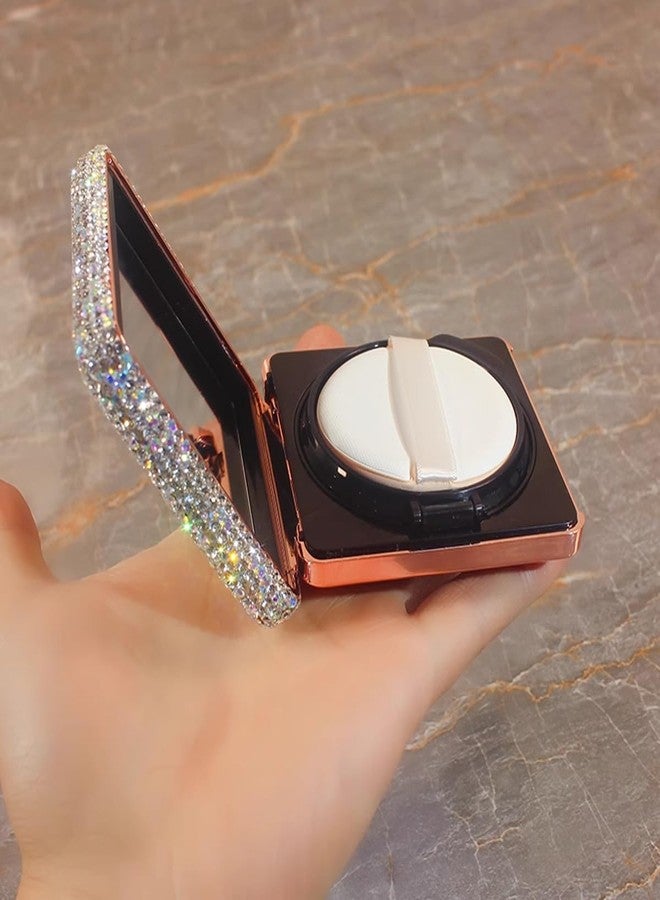 Bestbling Bling Rhinestone Air Cushion Compact Container 0.17/0.7 oz Capacity Empty Foundation Makeup Powder Puff Box Case Refillable Container with Puff for DIY Travel Trip (Silver) - Image 4