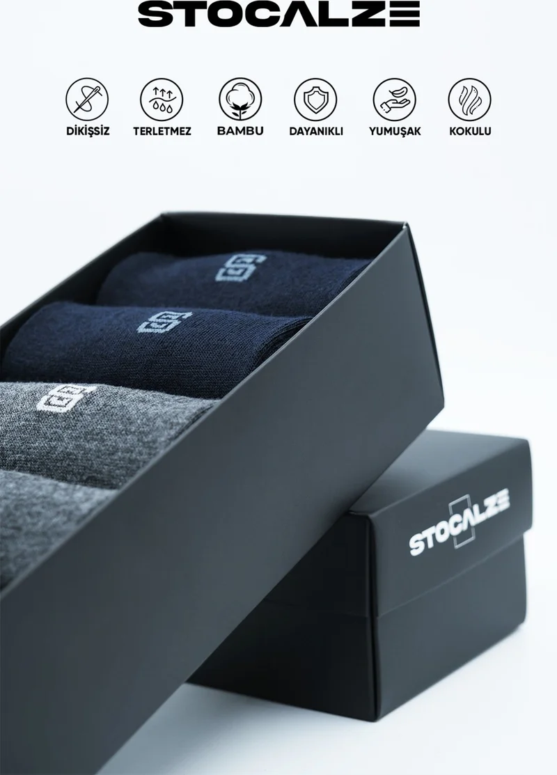 Stocalze Bamboo Men's Long Socks Patterned 6-Piece Socks. Breathable and Anti-Sweat Men's Bamboo Socks