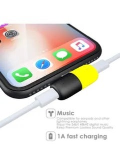 Generic 2 In1 Mini Dual Lightning Splitter Adapter Yellow Black  - Image 3