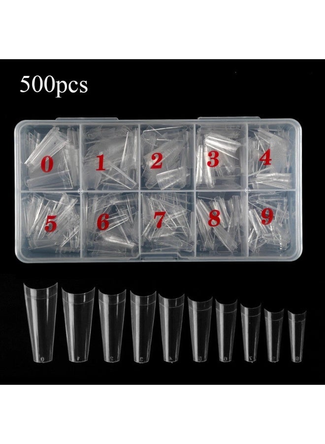 500 Pcs Clear Acrylic Nail10 Sizes Press On Nails Fake Nails Half Cover Nail Tips for Acrylic Extensions – - Image 4