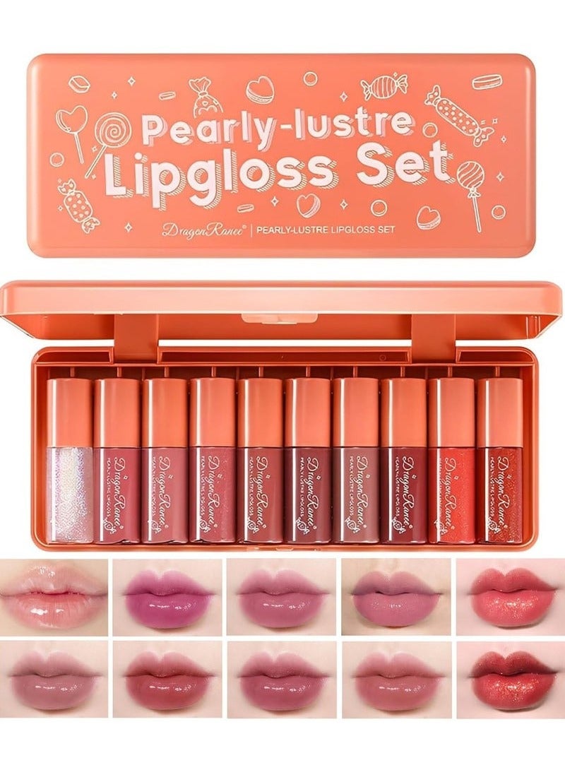 Dragon Ranee 10-Piece Lip Gloss Set - Moisturizing Tinted Lip Balm, Liquid Lipstick, and Long-Lasting Lip Stain for Girls and Women - Image 1