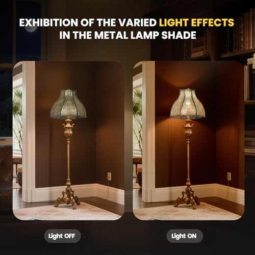 ALUCSET Exquisite Eight-Petal Lotus Metal Cover with Etched Chrysanthemum Pattern in Antique Bronze and Gold Finish for Table Lamp Floor Lamp Fits Living Room Bedroom ALUCSET Metal Lamp Shade - Image 5