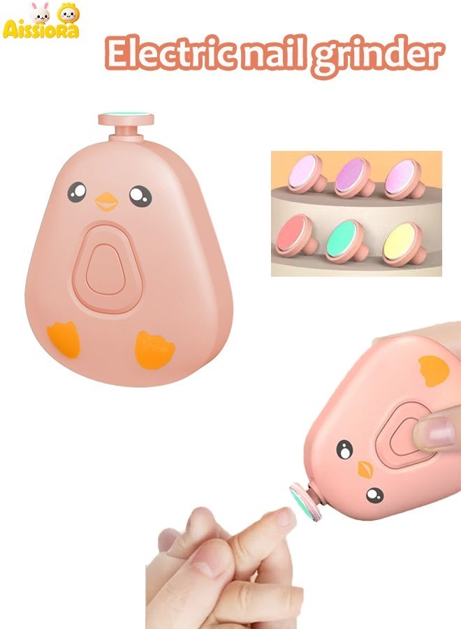 Aissiora Electric nail polisher Baby nail trimmer Children's nail clippers Splash-proof electric nail clippers With 6 grinding heads - Image 1