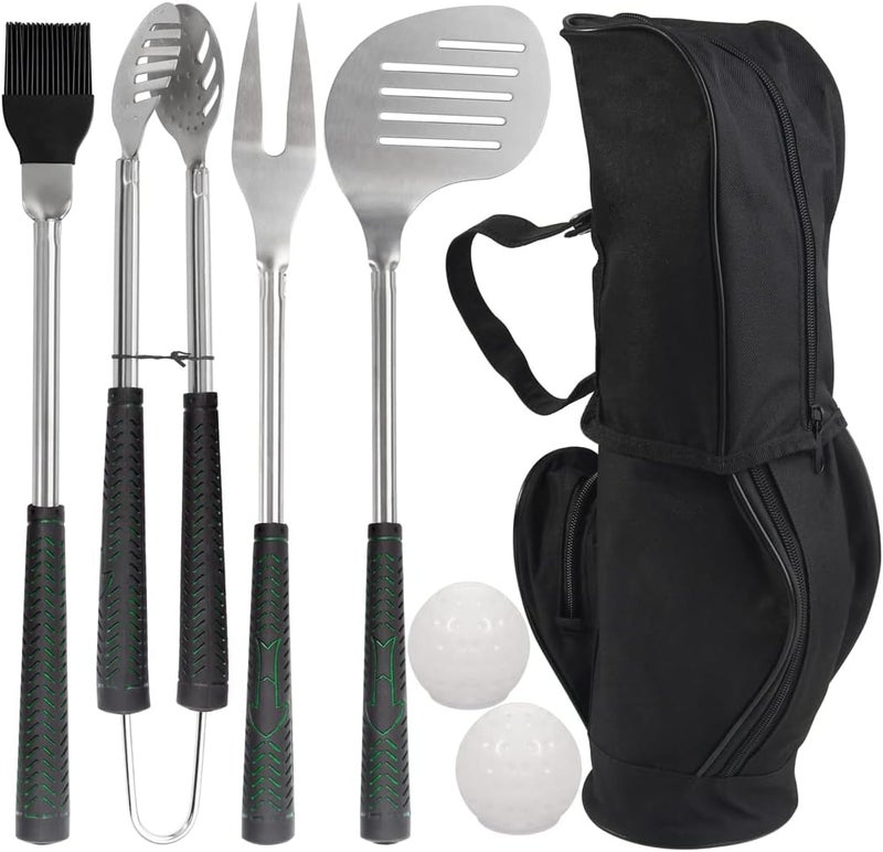 POLIGO 7PCS Golf-Club Style BBQ Tools Set Grilling Tools with Rubber Handle - Stainless Steel Grill Accessories for Outdoor Grill Set Premium Grill Utensils Set Christmas Birthday Gifts for Men Dad - Image 1