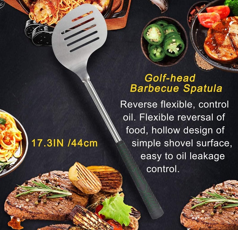 POLIGO 7PCS Golf-Club Style BBQ Tools Set Grilling Tools with Rubber Handle - Stainless Steel Grill Accessories for Outdoor Grill Set Premium Grill Utensils Set Christmas Birthday Gifts for Men Dad - Image 4