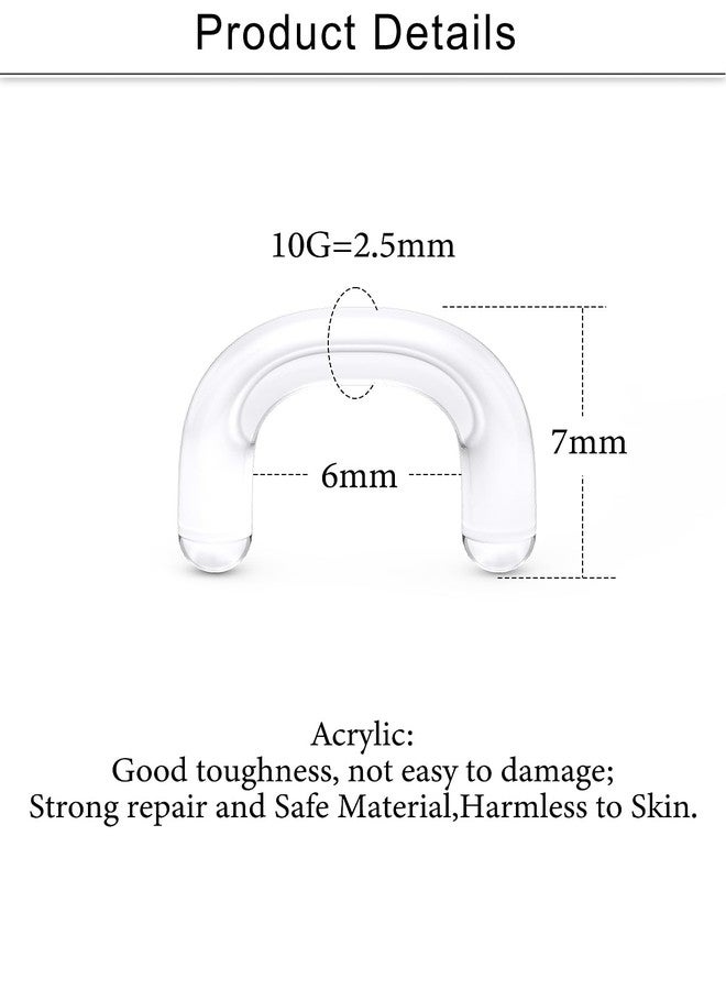 Cisyozi 10G Plastic Septum Retainer Stretching Kit 10 Gauge Silicone Acrylic Rubber U Shape Clear Septum Nose Ring Pincher Taper Piercing Jewelry Retainer Surgery Work Sport Women Men - Image 2