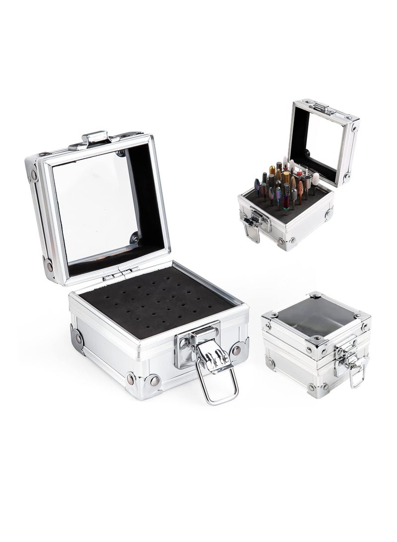 Aluminum Nail Drill Bit Holder Storage Box with 25 Holes - Nail Drill Grinding Bit Stand Display Case and Organizer for Nail Art Accessories. - Image 1