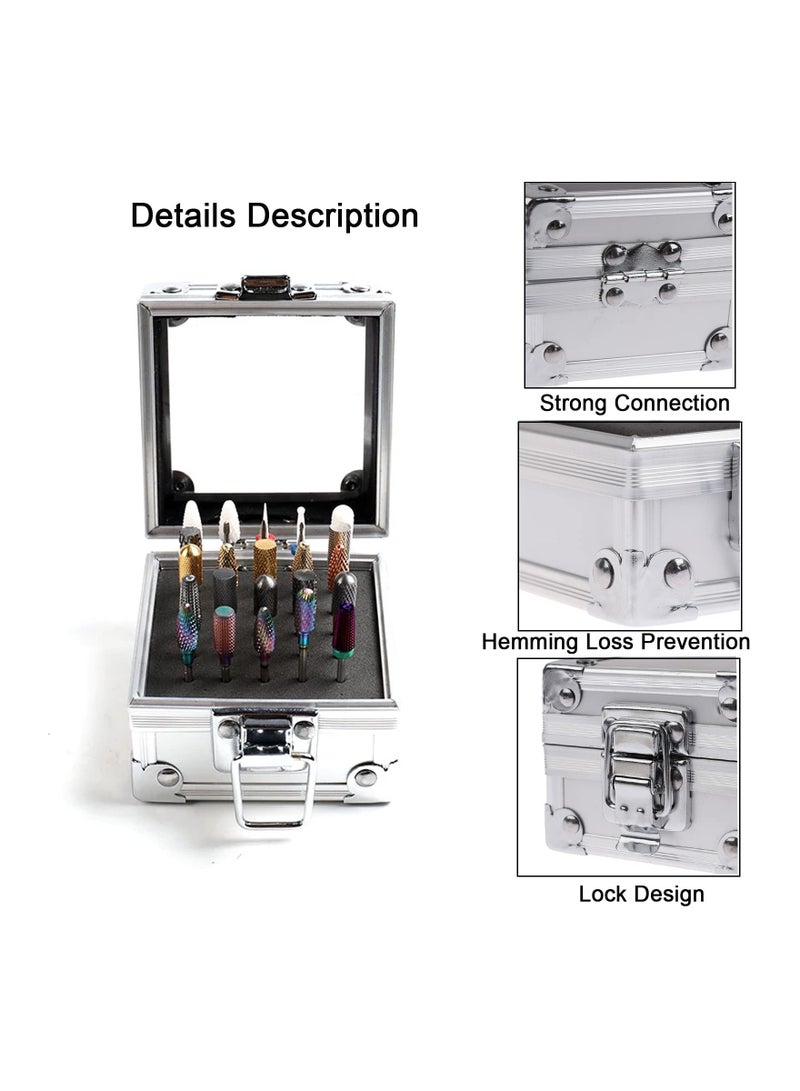 Aluminum Nail Drill Bit Holder Storage Box with 25 Holes - Nail Drill Grinding Bit Stand Display Case and Organizer for Nail Art Accessories. - Image 2
