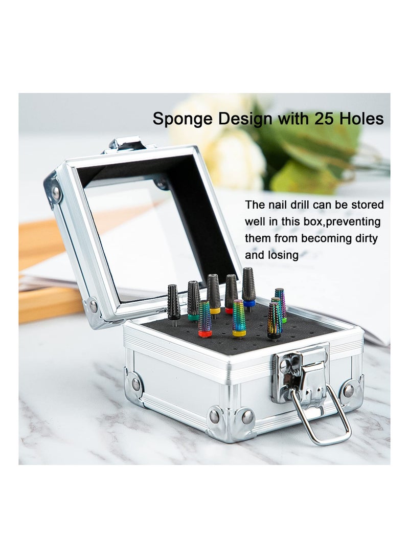 Aluminum Nail Drill Bit Holder Storage Box with 25 Holes - Nail Drill Grinding Bit Stand Display Case and Organizer for Nail Art Accessories. - Image 5