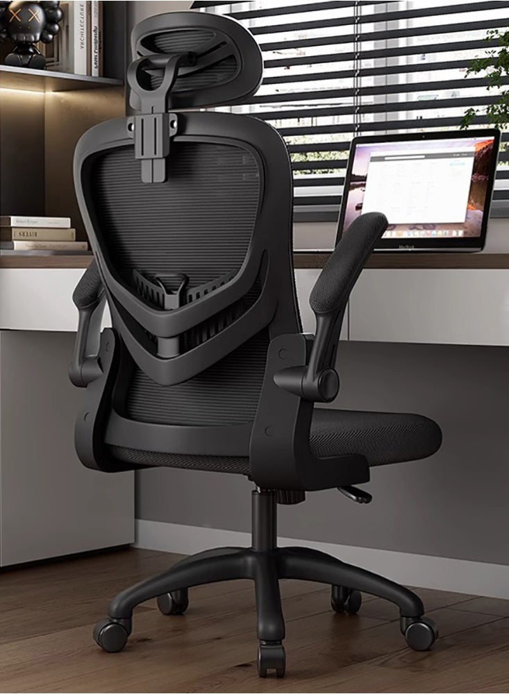 Ergonomic Office Chair, Height and Headrest Adjustable Desk Chair with Lumbar Support and Wheels for Work, Study and Gaming, Swivel Computer Chair for Home and Office, V3 (Black)