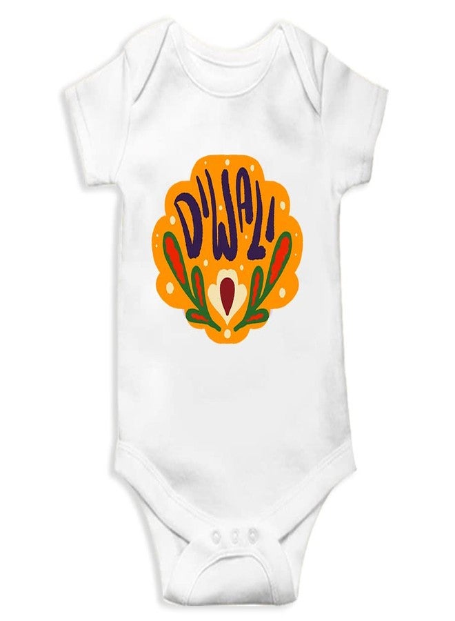 Mott2 Diwali Special Unisex Baby Romper - Diwali (3-6 Months White) - Image 1