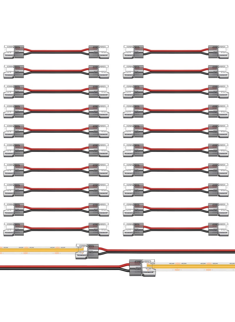 SYOSI - 20 Pack COB LED Connectors, 2 Pin 8mm Solderless Snap Connectors, 15cm Double Headed for Low Voltage Single Color Light Strips, Ideal for DIY COB SMD - Image 1