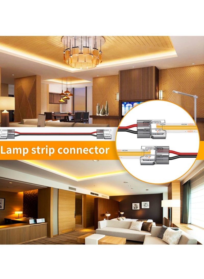 SYOSI - 20 Pack COB LED Connectors, 2 Pin 8mm Solderless Snap Connectors, 15cm Double Headed for Low Voltage Single Color Light Strips, Ideal for DIY COB SMD - Image 1