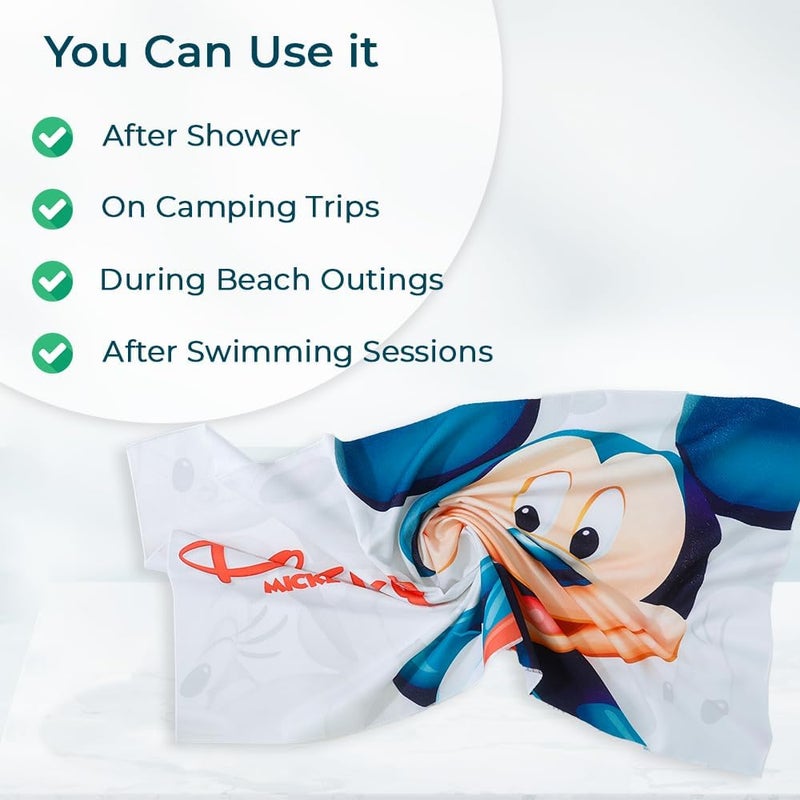 Homestic Disney Mickey Mouse Microfiber Soft Kids Bath Towel (White) - Image 4