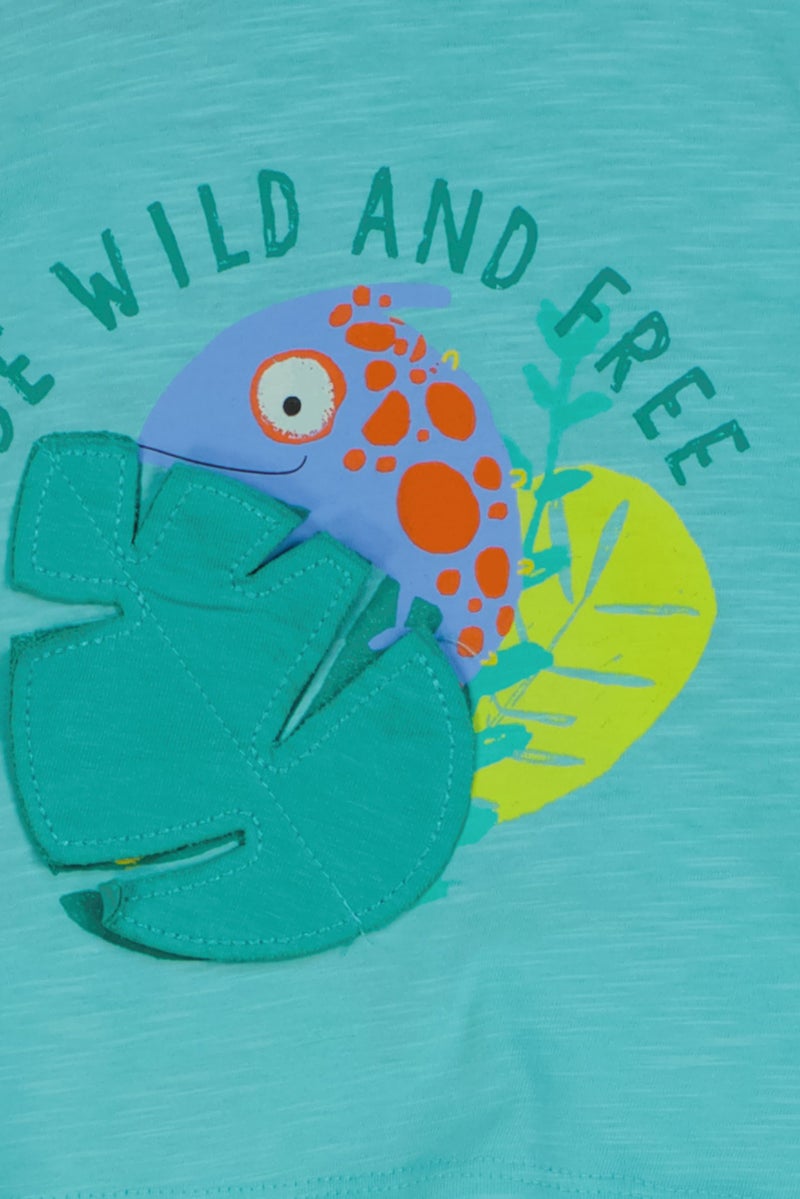 Hamleys Toddlers Boy Crew Neck Short Sleeve Graphic Print T-Shirt, Turquoise - Image 3