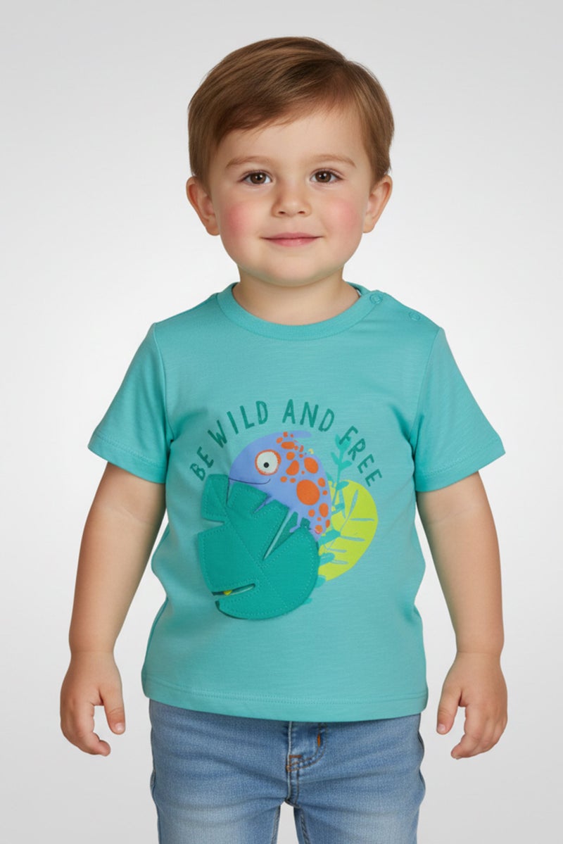 Hamleys Toddlers Boy Crew Neck Short Sleeve Graphic Print T-Shirt, Turquoise - Image 1