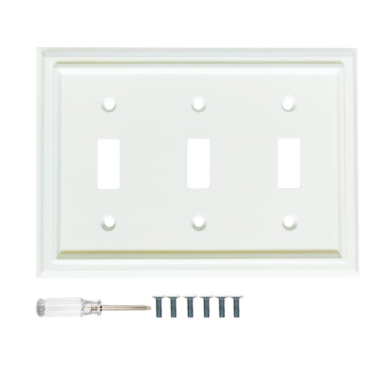 Wall Plates Duplex Outlet Covers Toggle Light Switch Plates Decorator Light Switch Cover Bamboo Fiber Material Wall Plate Standard Size Wall Plates of various styles White 3 Gang Toggle 1 Pack